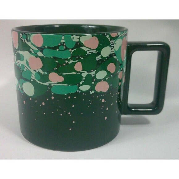 Starbucks Holiday 2022 Marble Green Pink Forest Venetian Ceramic Mug Cup 12 oz - Picture 1 of 3